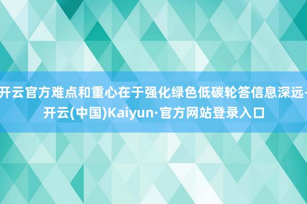 开云官方难点和重心在于强化绿色低碳轮答信息深远-开云(中国)Kaiyun·官方网站登录入口