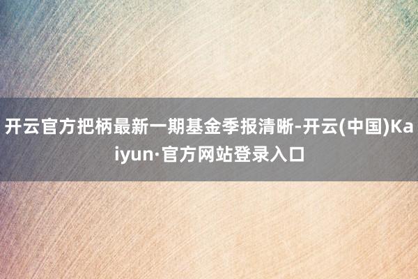 开云官方把柄最新一期基金季报清晰-开云(中国)Kaiyun·官方网站登录入口