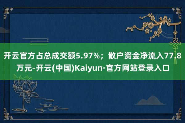 开云官方占总成交额5.97%;散户资金净流入77.8万元-开云(中国)Kaiyun·官方网站登录入口
